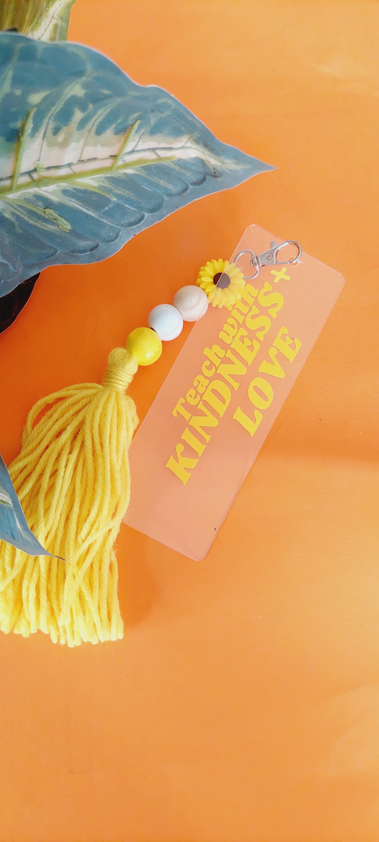 Teach With Kindness + Love Bookmark Keychain