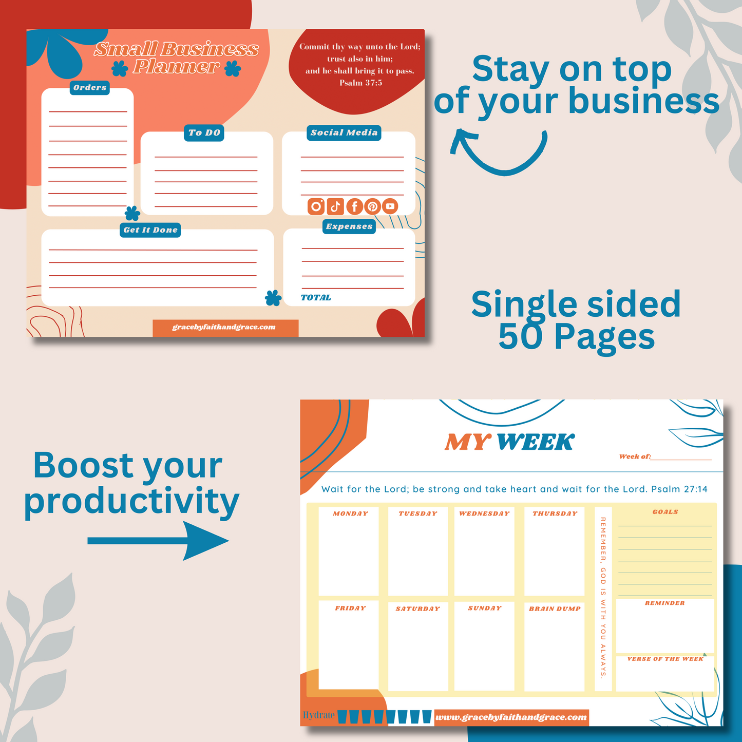 Small Business Planner Notepad- Commit thy way unto the Lord