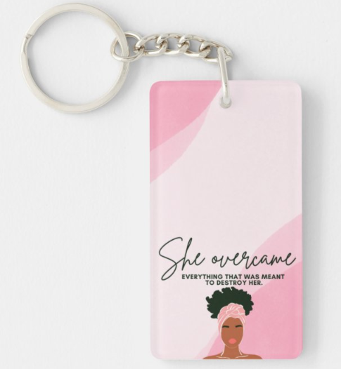 She Overcame Everything Keychain