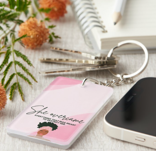 She Overcame Everything Keychain