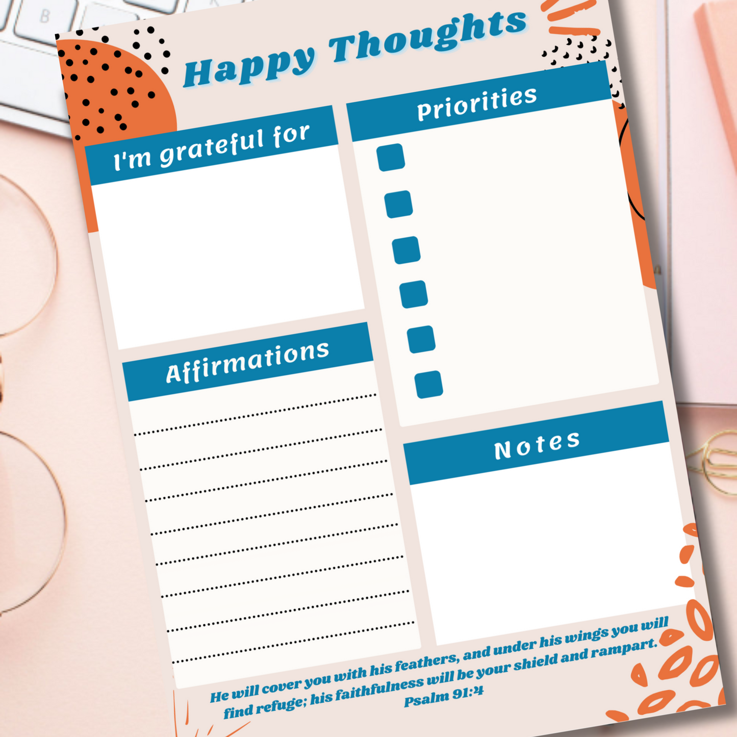 Notepad- He Will Cover You With His Feathers