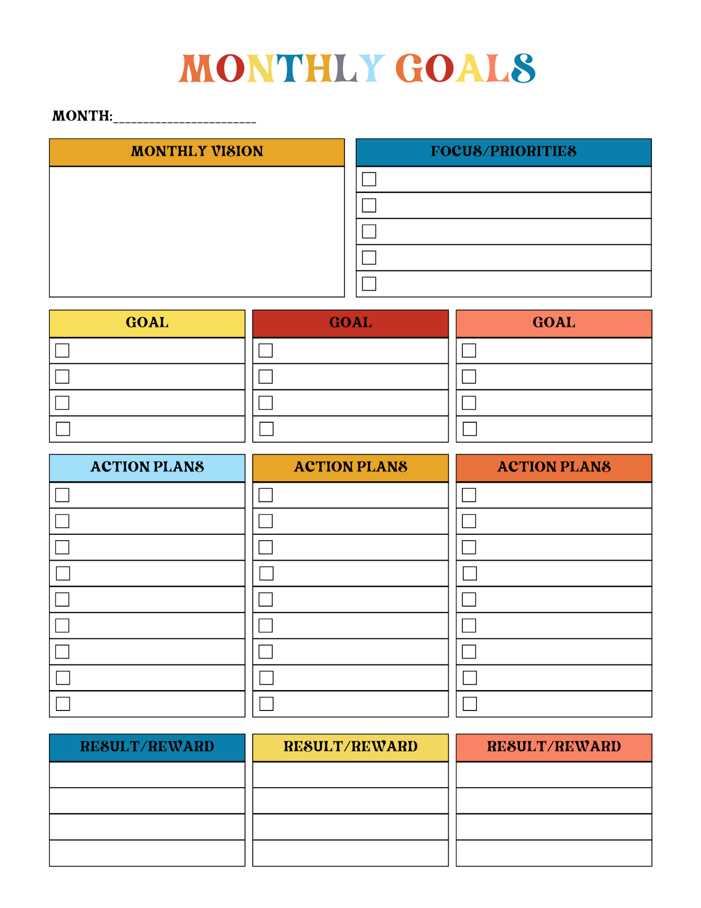 Monthly Goals (Digital Download)