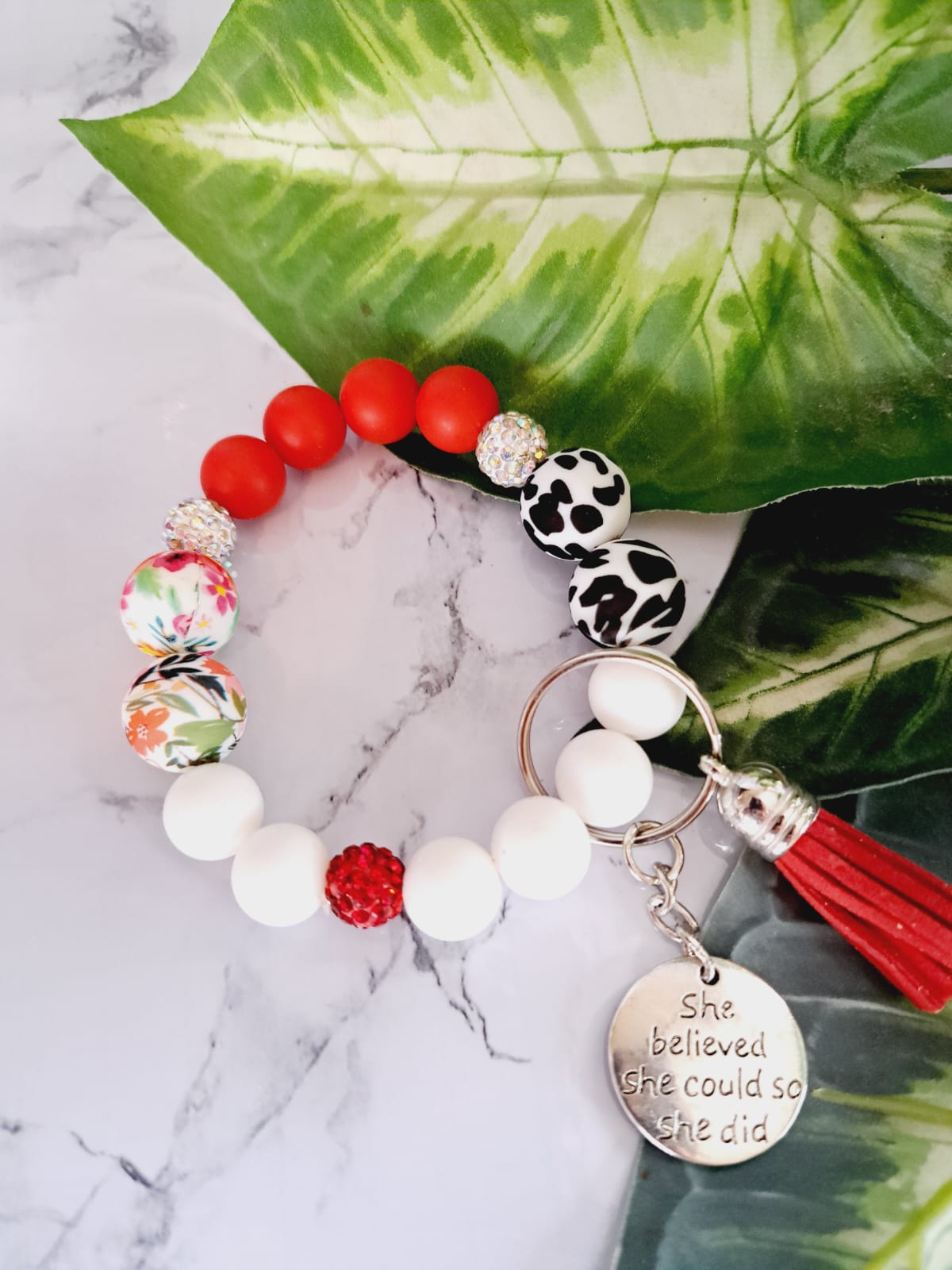 She Believed She Could, So She Did Bracelet Keychain