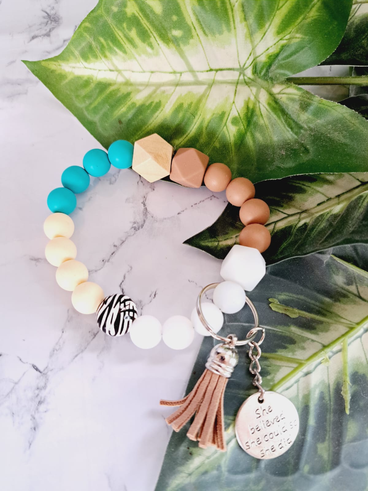 She Believed She Could, So She Did Bracelet Keychain
