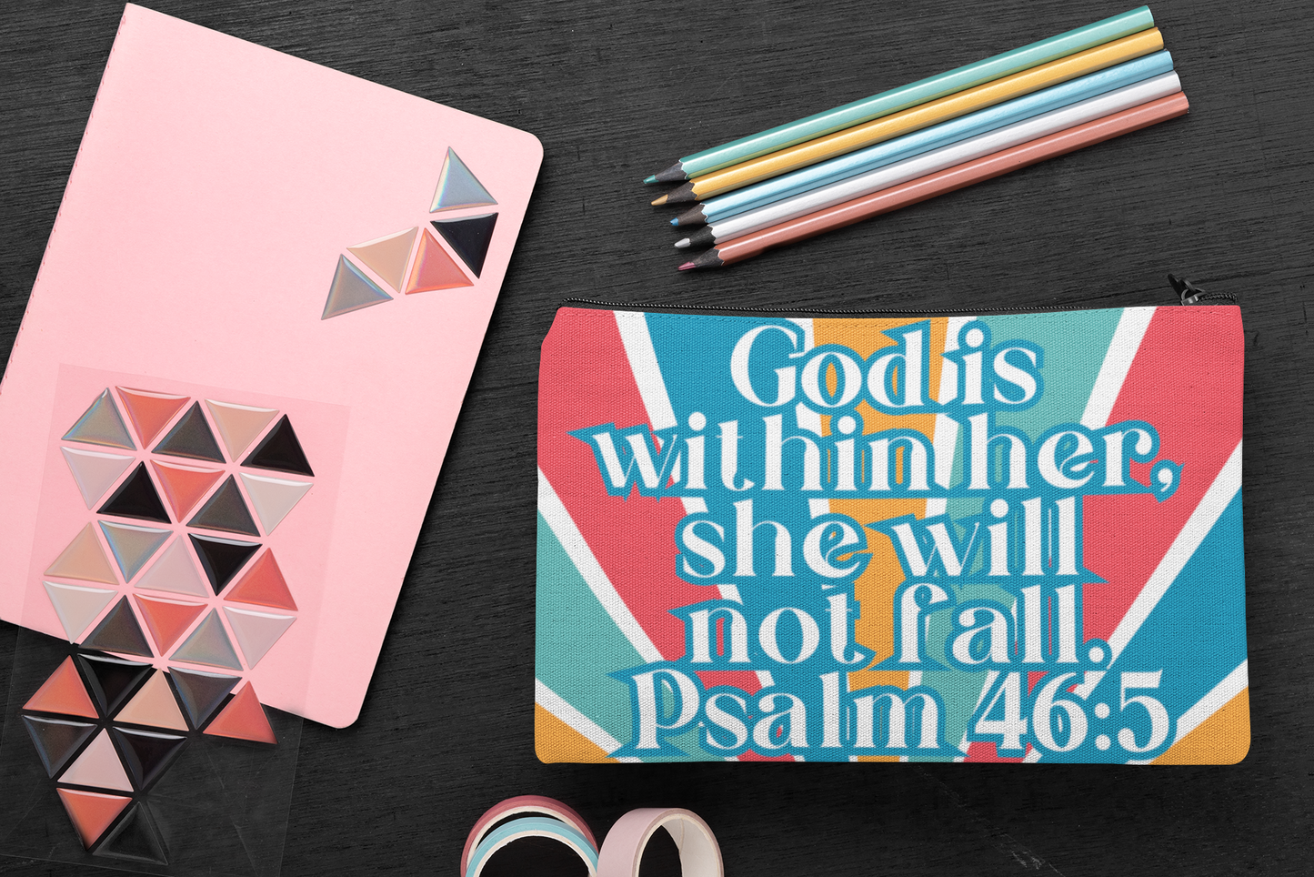 God Is Within Her, She Will Not Fall Pouch