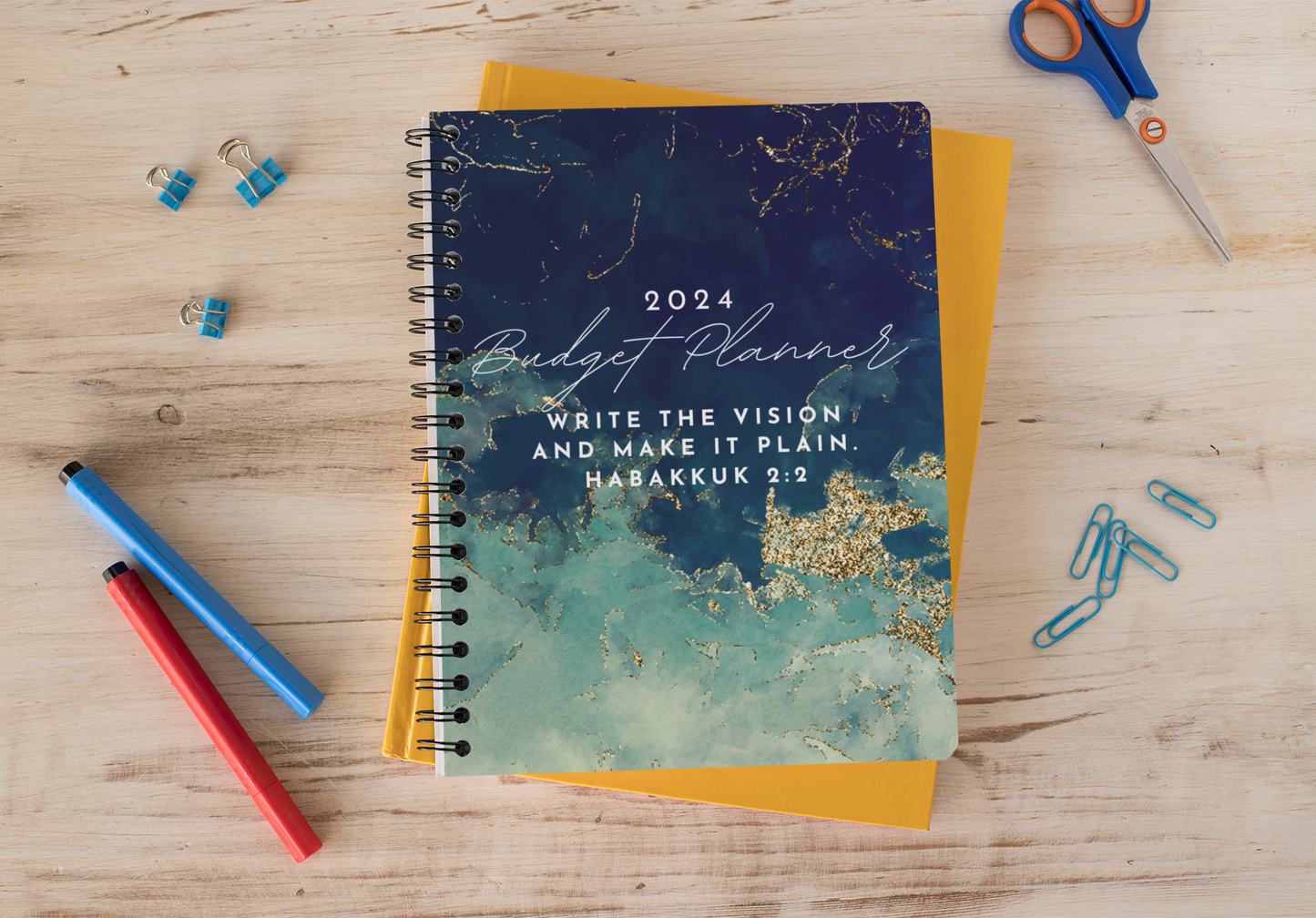 2024 Budget Planner - Write The Vision And Make It Plain (Blue and Green)