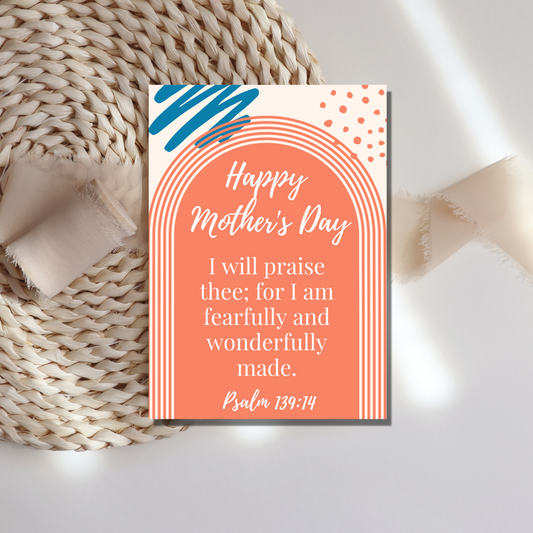 Psalm 139:14 Mother's Day Card - gracebyfaithandgrace