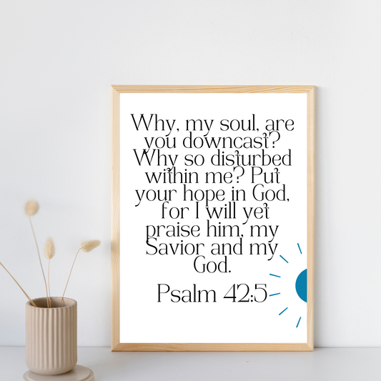 Psalm 42:5 Encouragement Wall Print - gracebyfaithandgrace