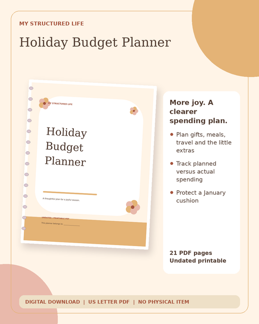 Holiday Budget Planner | Printable PDF | My Structured Life