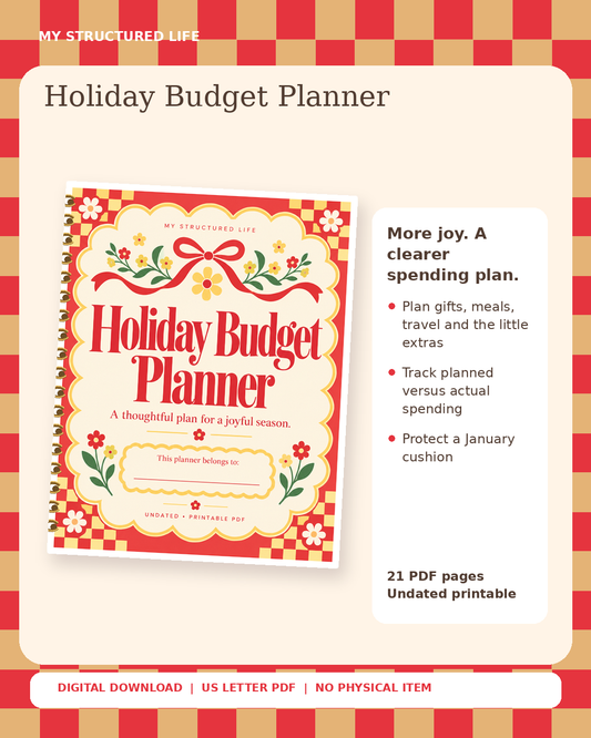 Holiday Budget Planner | Printable PDF | My Structured Life