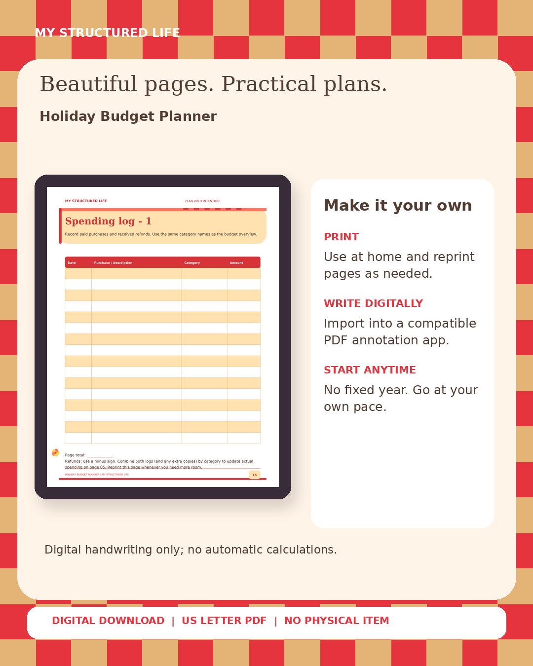 Holiday Budget Planner | Printable PDF | My Structured Life