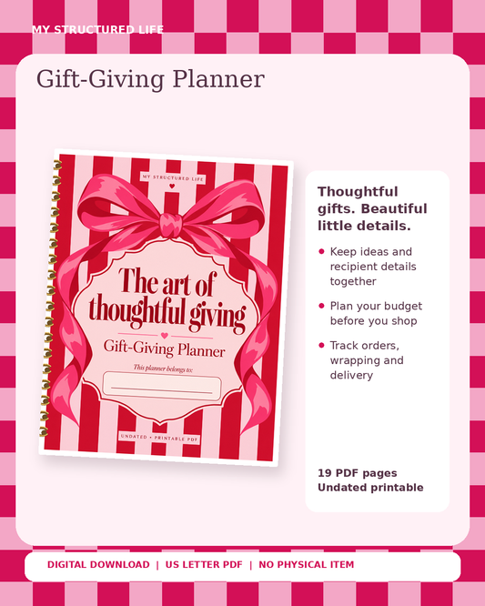 Gift-Giving Planner | Printable PDF | My Structured Life