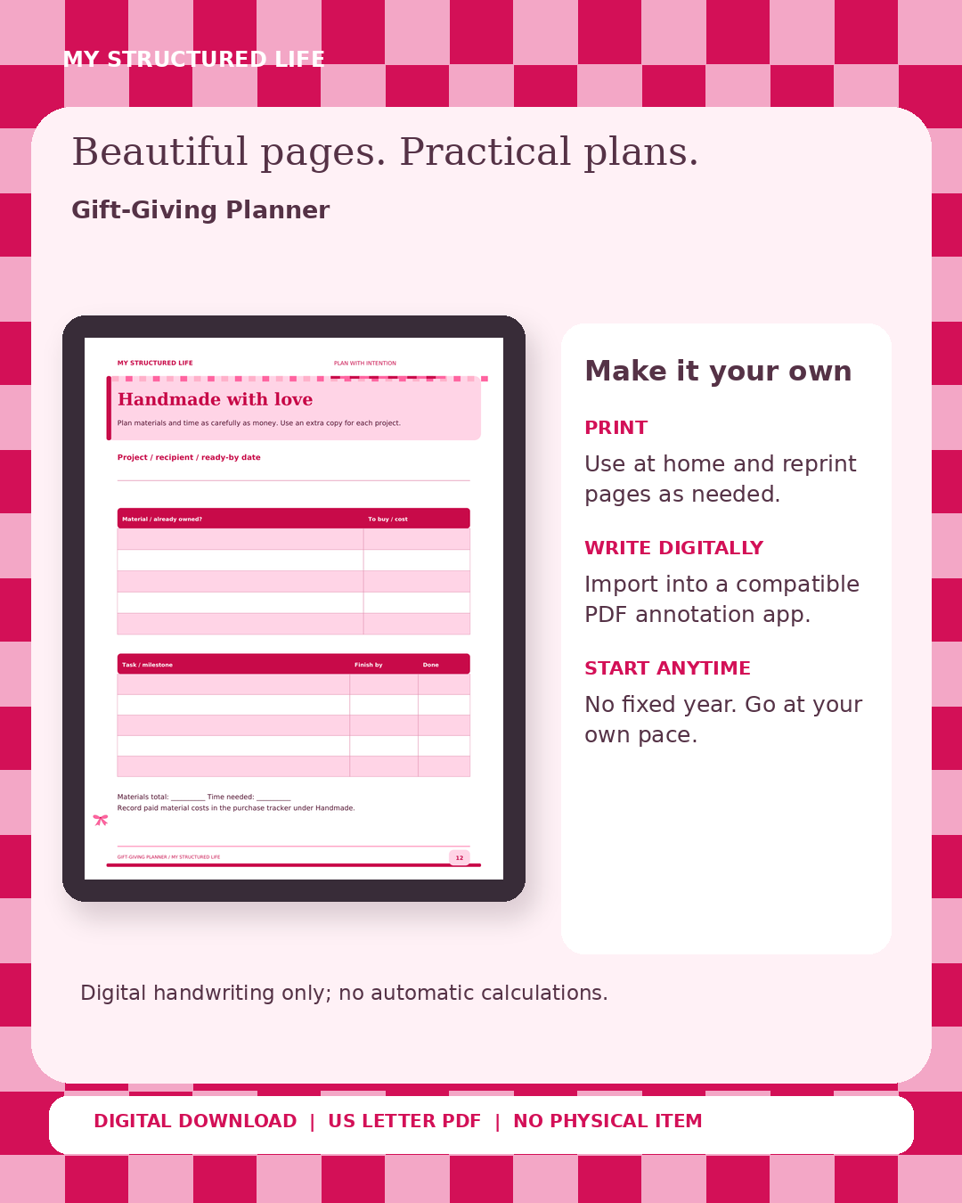 Gift-Giving Planner | Printable PDF | My Structured Life