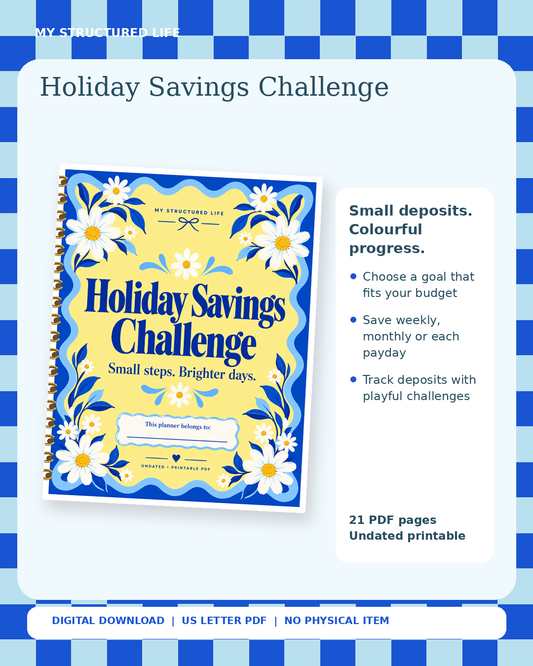Holiday Savings Challenge | Printable PDF | My Structured Life