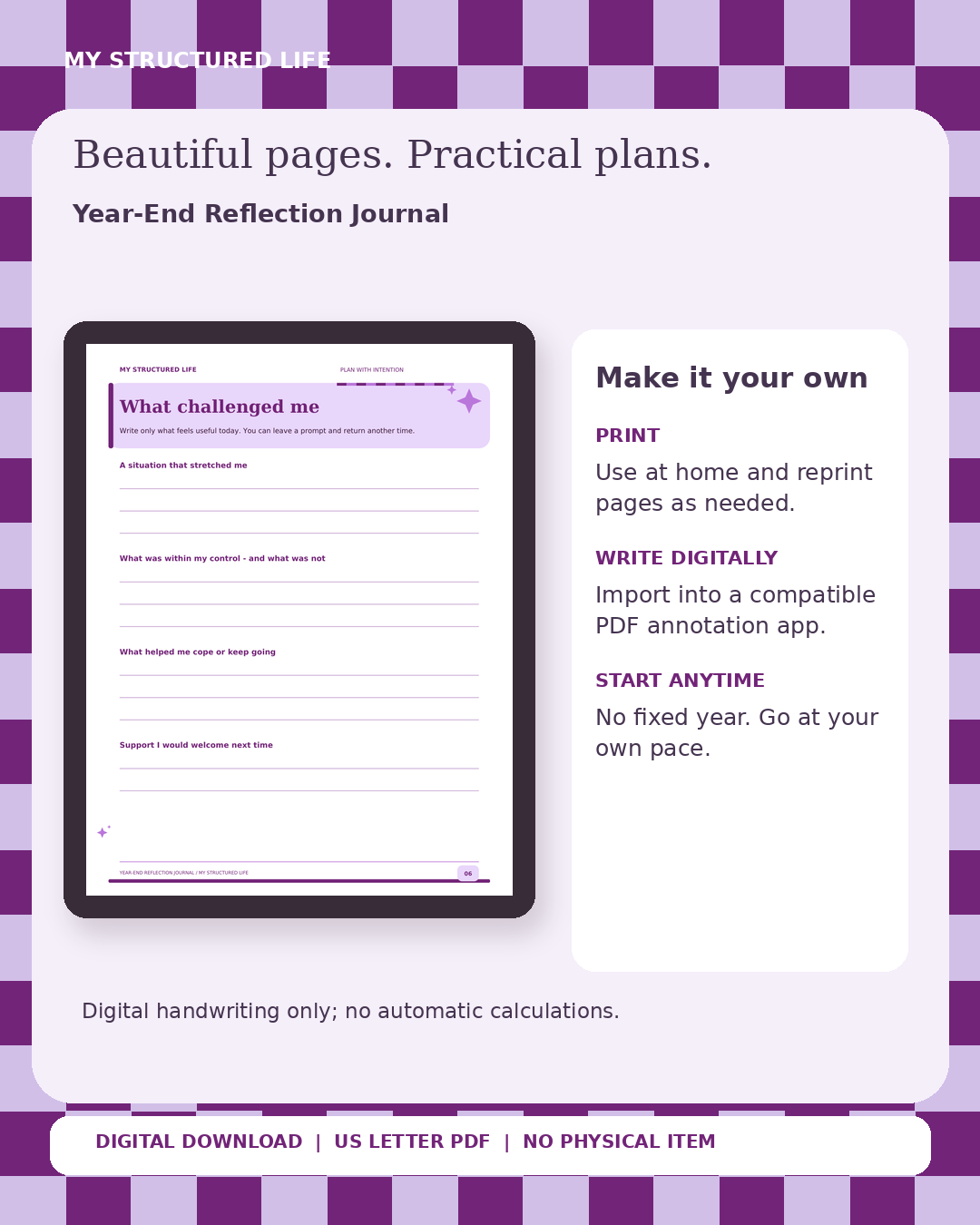 Year-End Reflection Journal | Printable PDF | My Structured Life