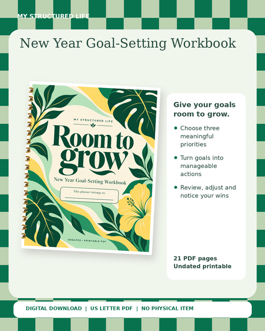New Year Goal-Setting Workbook | Printable PDF | My Structured Life
