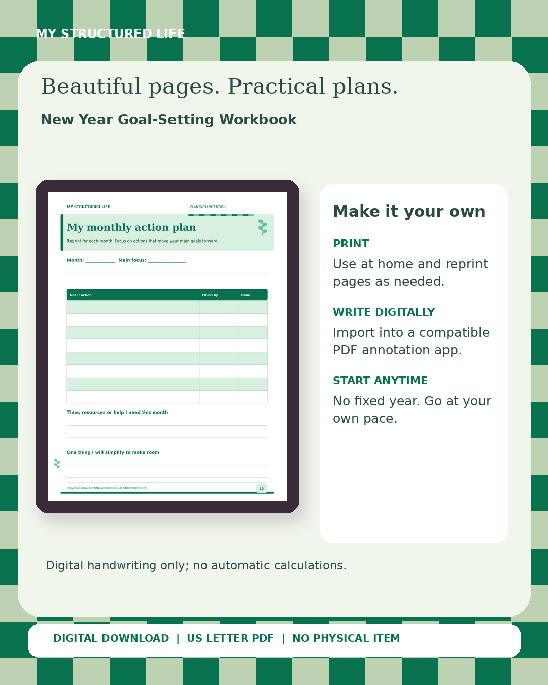 New Year Goal-Setting Workbook | Printable PDF | My Structured Life