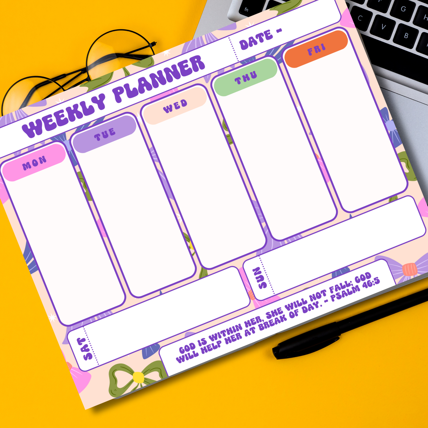 Weekly Planner Notepad - God is Within Her