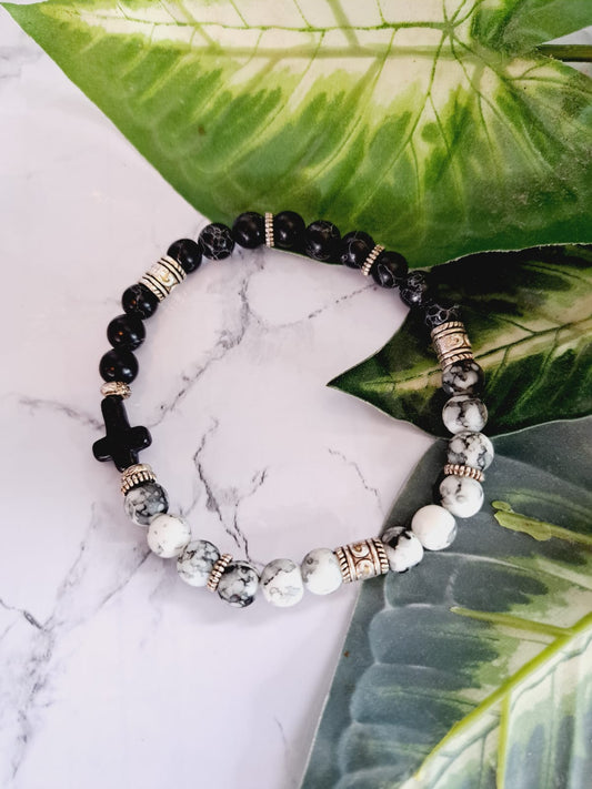 Black and Silver Two Tone Bracelet