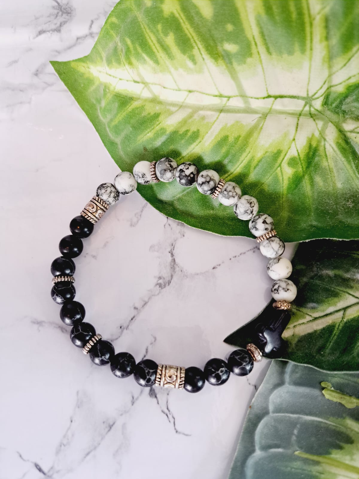 Black and Silver Two Tone Bracelet