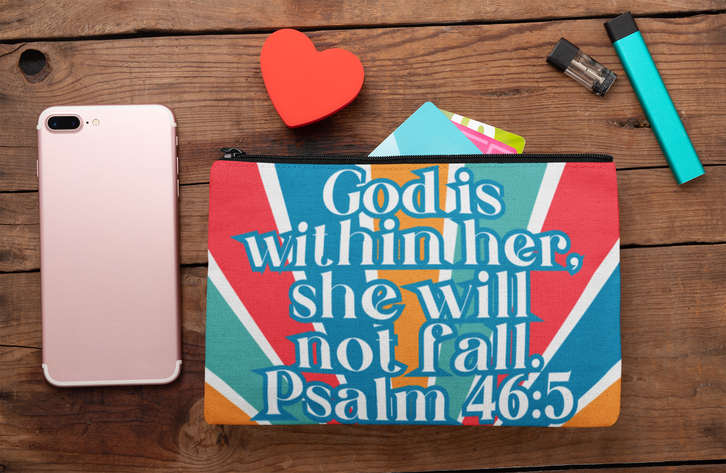 God Is Within Her, She Will Not Fall Pouch