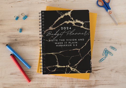 2024 Budget Planner - Write The Vision And Make It Plain (Black and Gold)