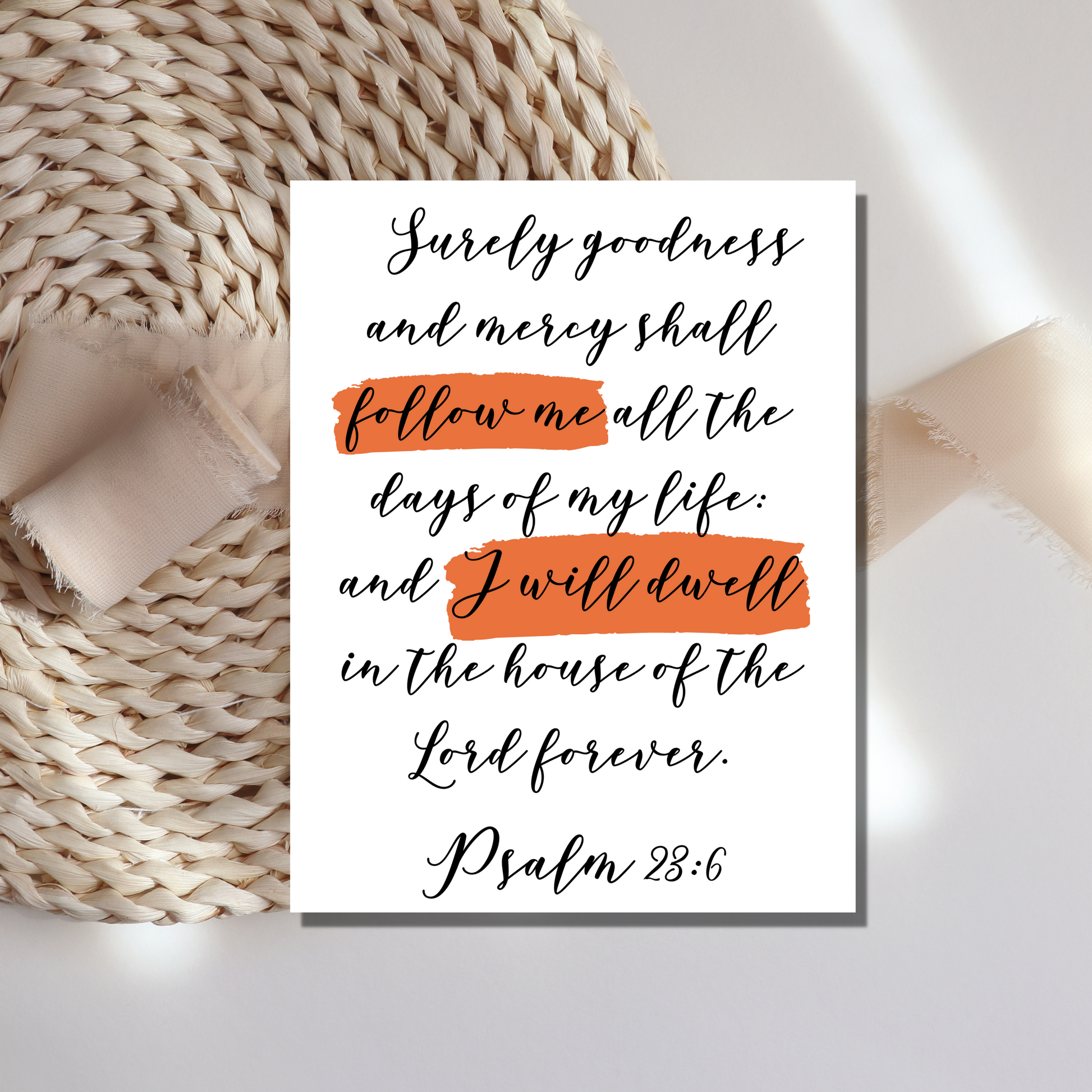 Psalm 23:6 Encouragement Card - gracebyfaithandgrace