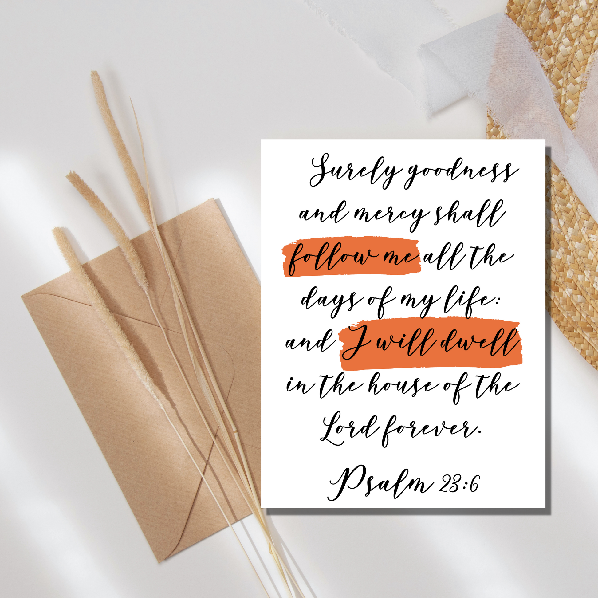 Psalm 23:6 Encouragement Card - gracebyfaithandgrace