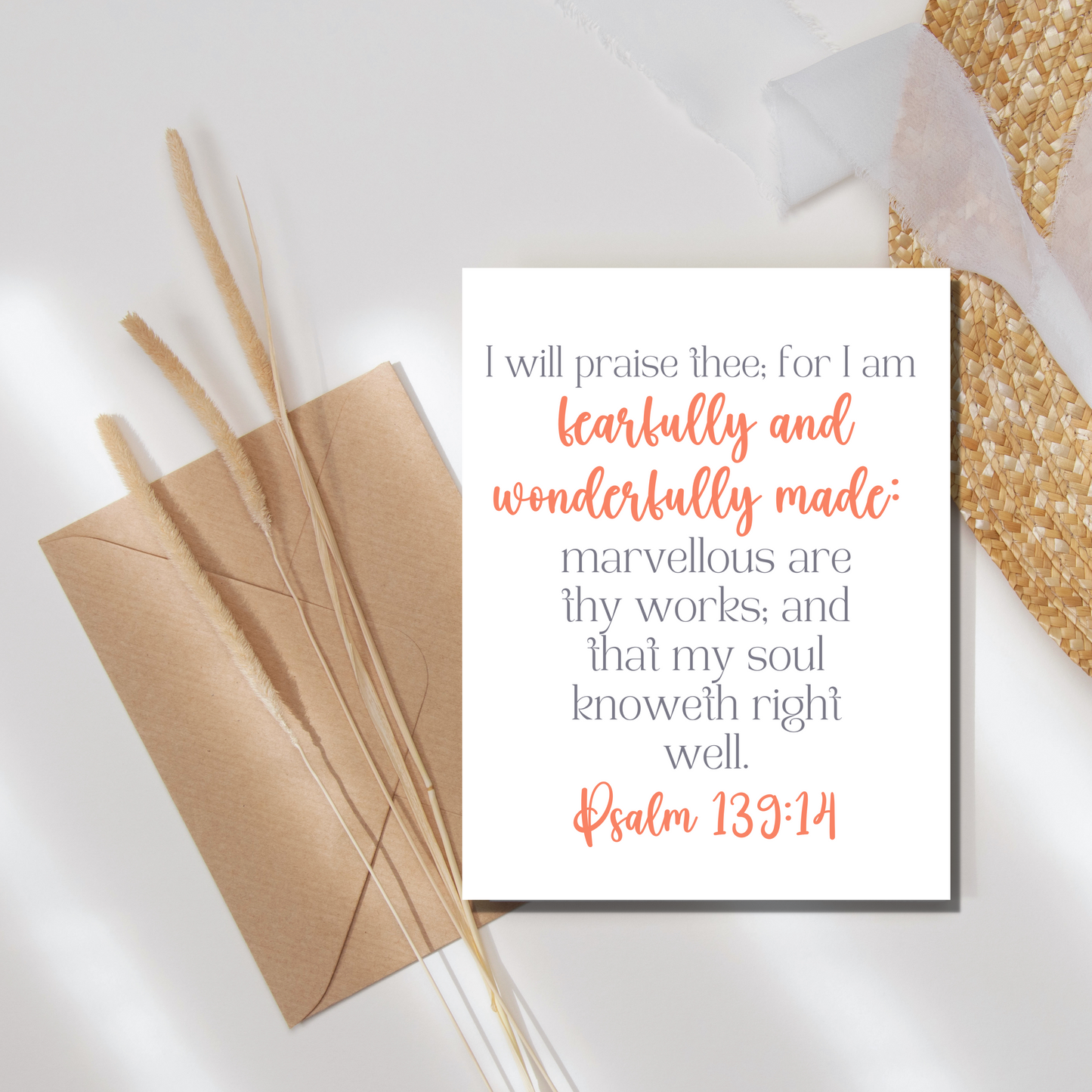 Psalm 139:14 Encouragement Card - gracebyfaithandgrace