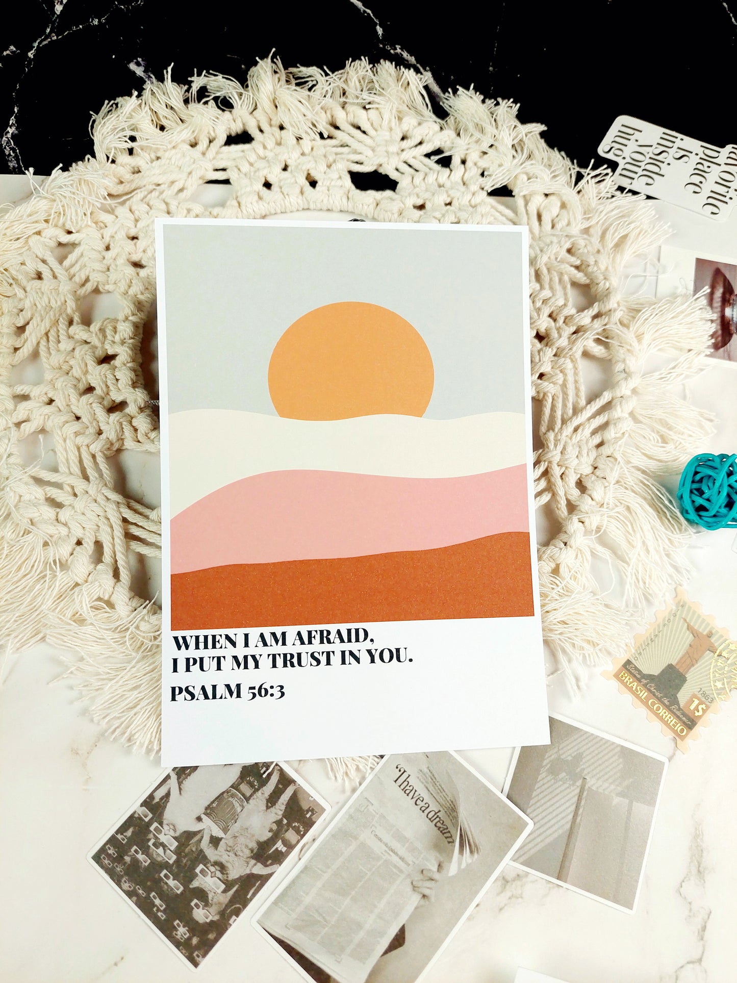 When I'm Afraid Encouragement Psalm 56:3 Polaroid Postcard -