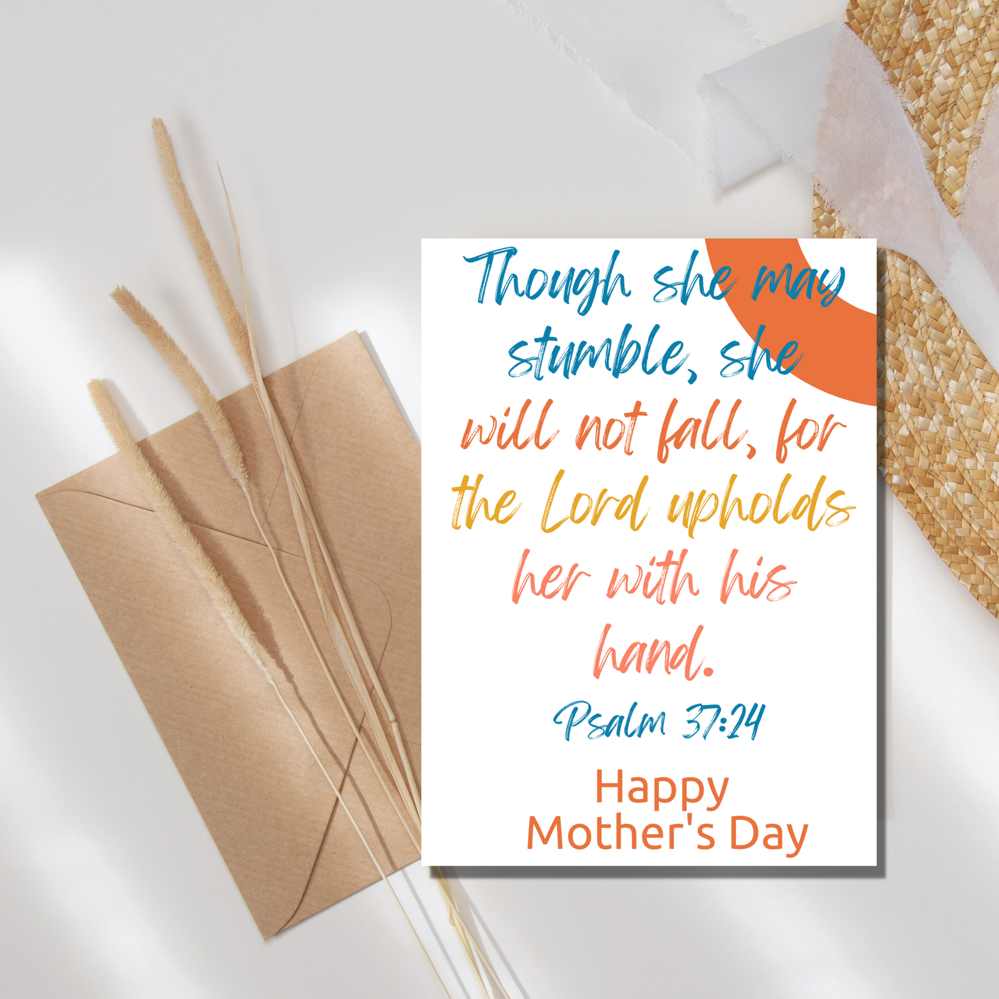 Psalm 37:24 Mother's Day Card - gracebyfaithandgrace