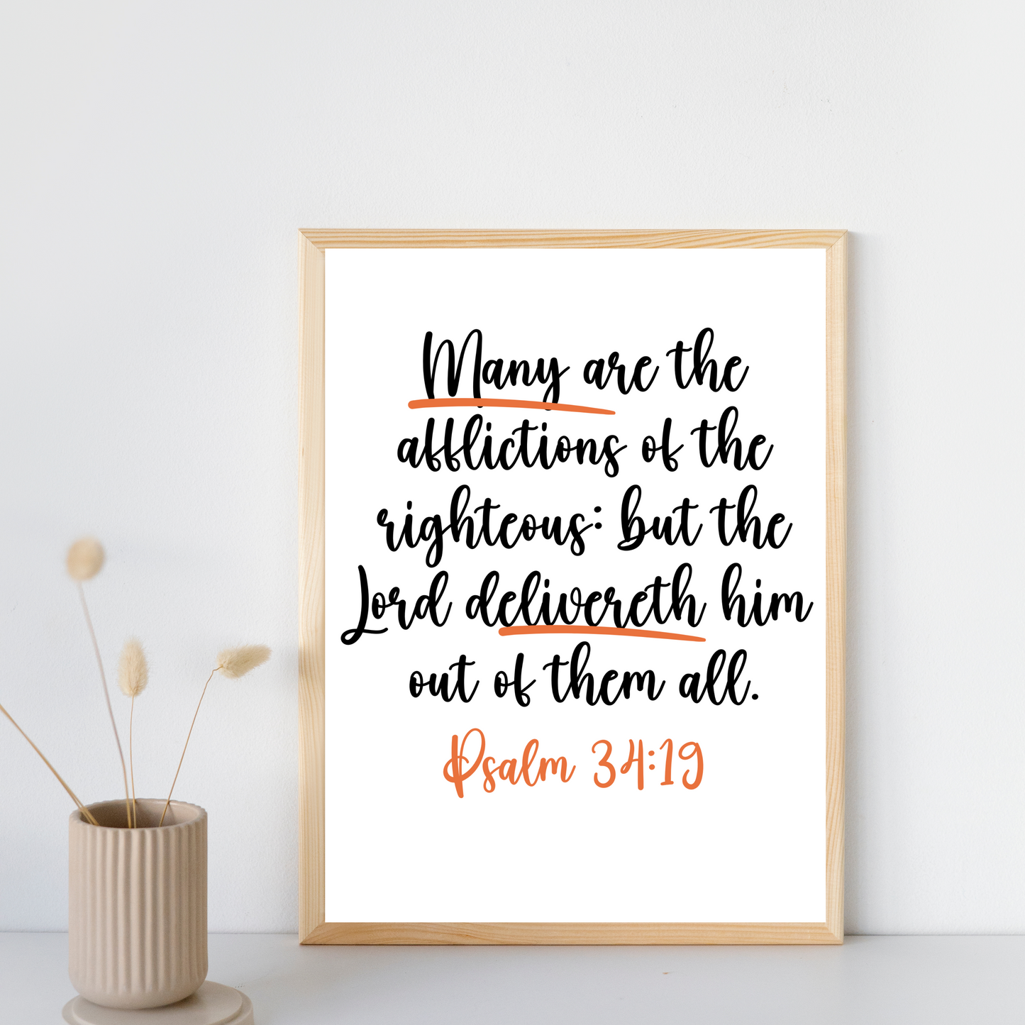 Psalm 34:19 Encouragement Wall Print - gracebyfaithandgrace