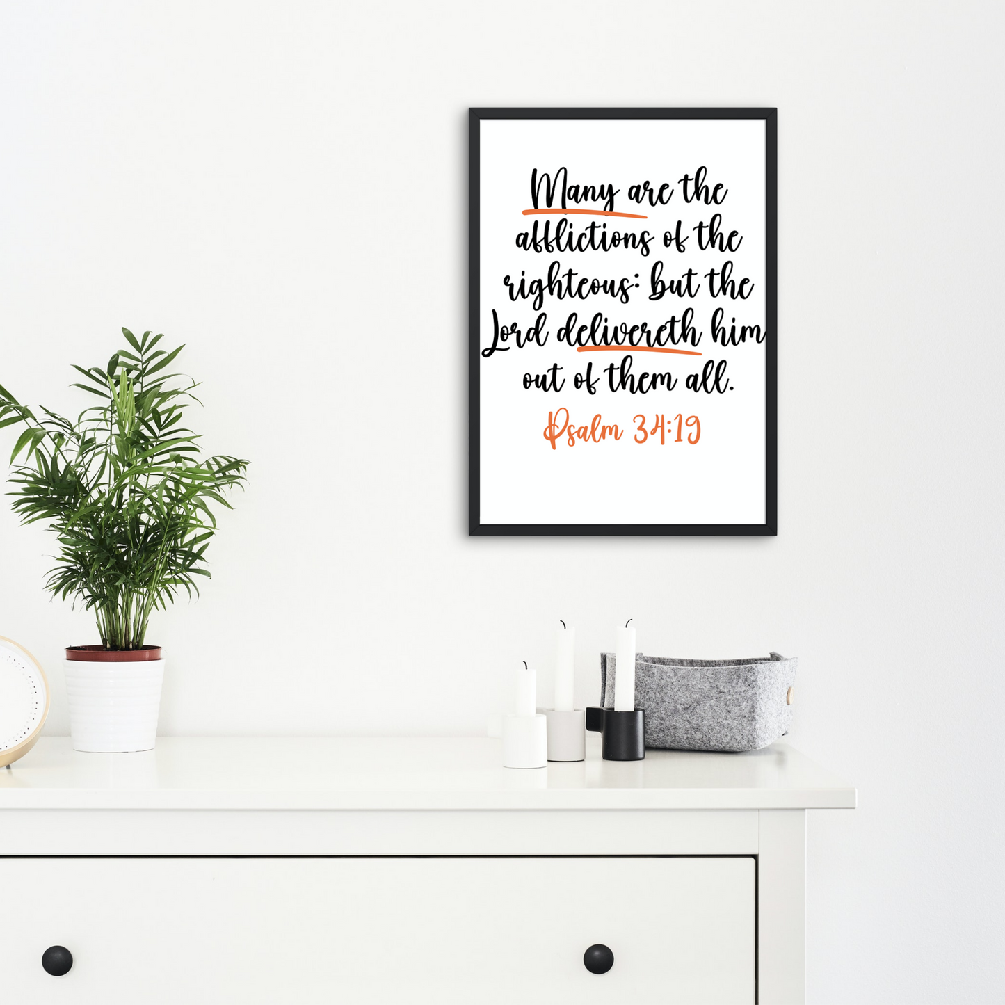 Psalm 34:19 Encouragement Wall Print - gracebyfaithandgrace