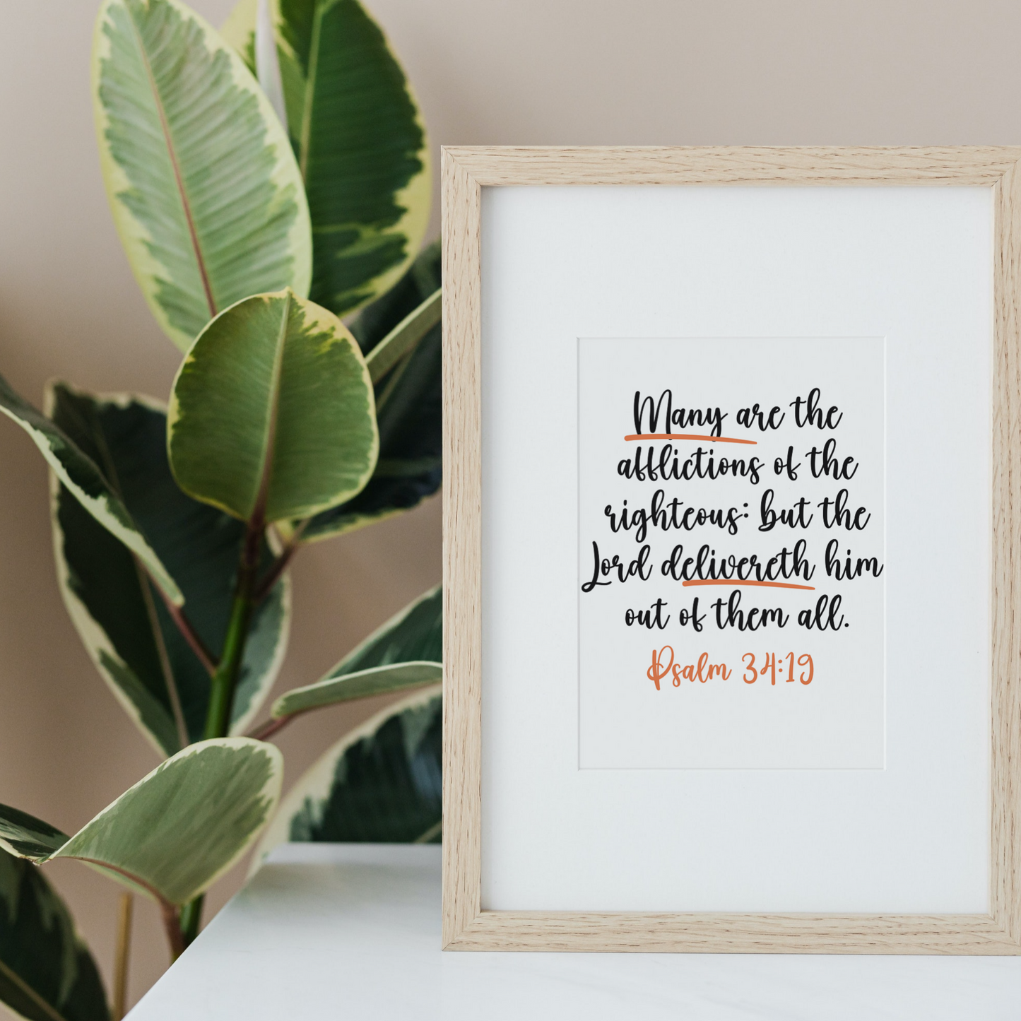 Psalm 34:19 Encouragement Wall Print - gracebyfaithandgrace